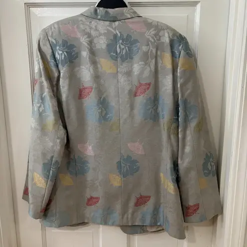 Salvatore Ferragamo VTG Brocade Jacquard Blazer Floral Sz 12 Old Money Elegant