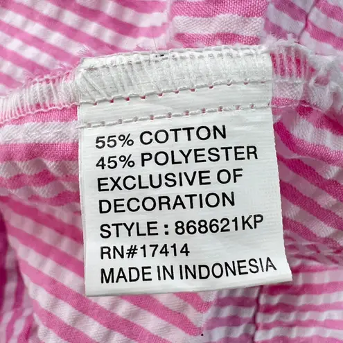 Miss Elaine Seersucker Robe Embroidered Zip Front Lounger Pink Seersucker Small Size undefined