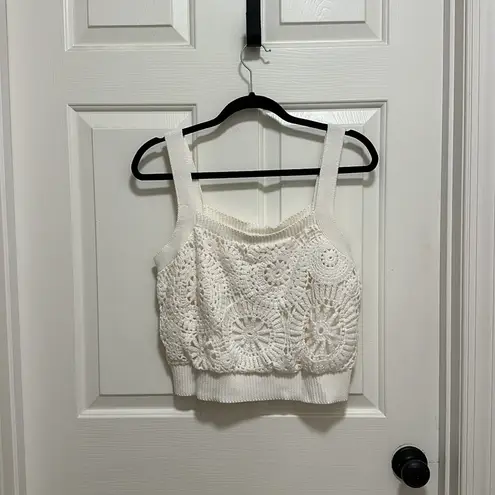 House of Harlow 1960 White Laser Cut Crotchet Top and Midi Skirt Size Large