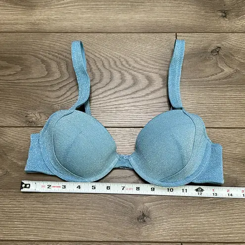 Triangl Swimwear Blue Shimmer Bikini Top Size Large