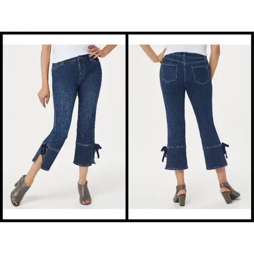 Susan Graver ππ Regular High Stretch Denim Crop Jeans with Ties 8P