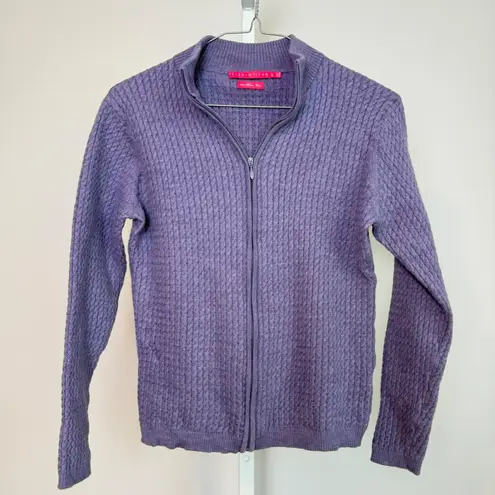 Peter Millar Women's Zip Front Cable Knit Merino Wool Sweater Jacket Cardigan L