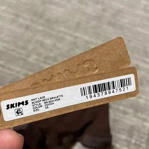 SKIMS Stretchy Knit Lace Scoop Neck Bralette Cocoa Brown XS NWT