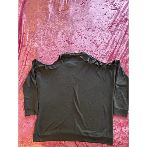 Women’s Mossimo Supply Co Gray Cold Shoulder Sweater Ruffle Cottagecore XXL