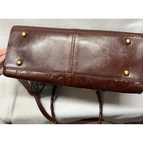 Patricia Nash Leather Primrose Satchel British Tan Tooled Bag *note*