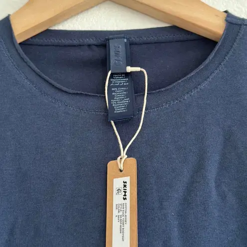 SKIMS Cotton Jersey T-Shirt Brief Bodysuit in Navy, Size Small