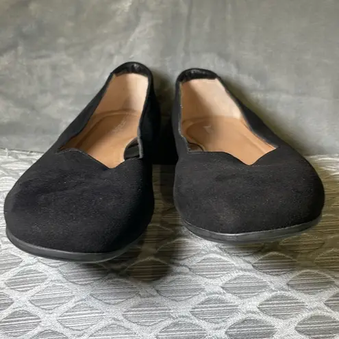 Harlon black suede comfort insole glitter crystal sparkle low heel slip on flat Size 9.5