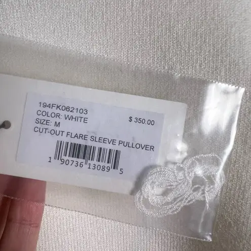Milly White Cut-Out Flare Long Sleeve Knit Pullover Sweater Top Size M