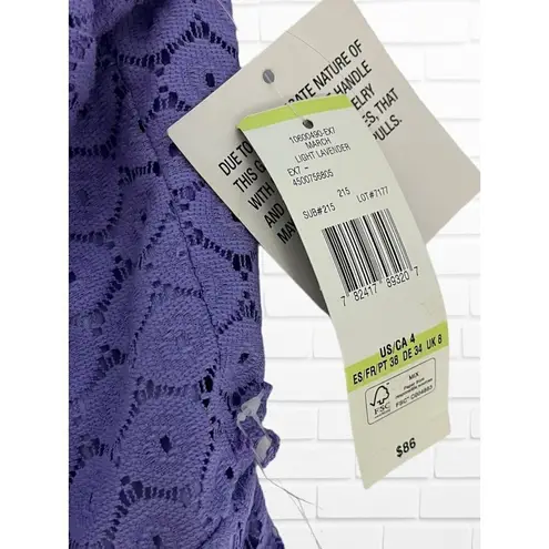 Evan Picone Black Label Women's 4 Dress Short Sleeve Lace Lavender Belt Spring