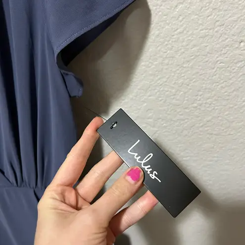 Lulus NWT Bridesmaid Maxi Dress in Slate Blue – Flutter Sleeve, Size Small