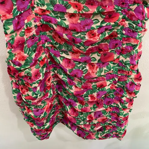 Endless Rose Floral Fitted Summertime Ruched Mini Dress Size Small