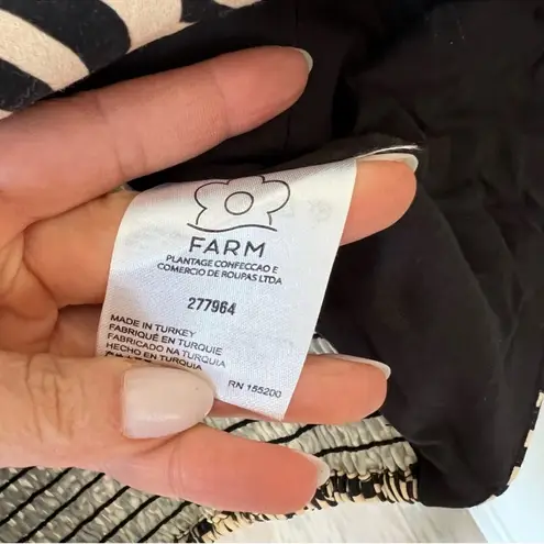 Farm Rio NWT + Anthropologie Puff-Sleeved Sweetheart Blouse Top in Black / Cream