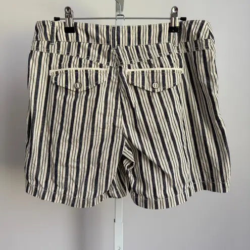 Michael Stars sz M Blue White Stripe 100% Linen Summer Shorts