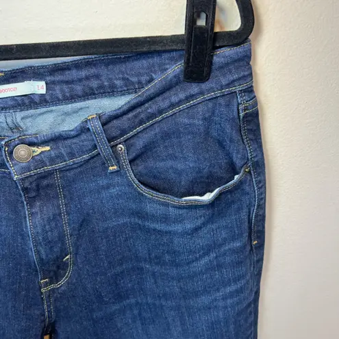 Levi's  Womens 515 Bootcut Jeans Dark Blue Denim Wash Mid Rise Zip Stretch Size 14