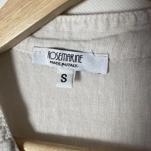 Rosemarine Dress 100% Linen Made In Italy Midi Short Sleeves S Eyelet Fl…