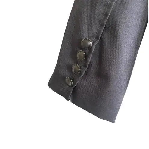 Y2K XXI Military Style Cropped Jacket L Metallic Gray Button Front Grunge Blazer Size L