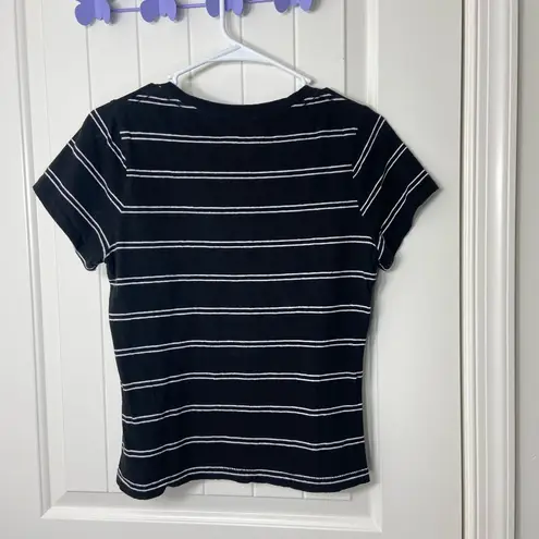 Aeropostale EUC Aero women’s 90s slim Kate tee black white‎ stripe short sleeve casual shirt
