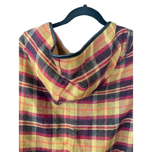 Tolani Isabelle plaid wool leather trimmed cape