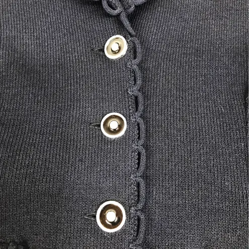 St. John Collection Black Santana Knit Blazer Jacket Button Front Size 12