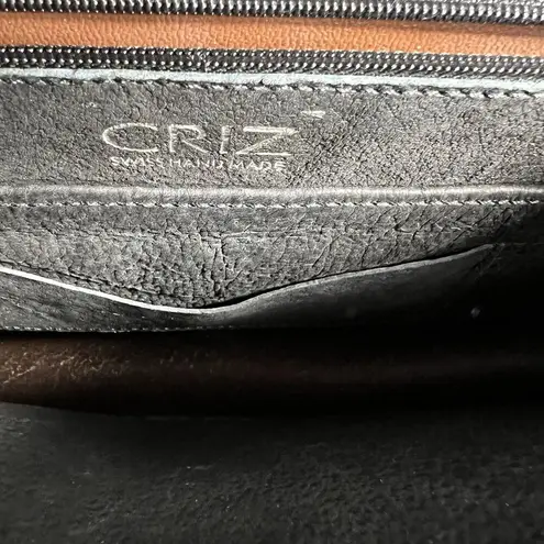 CRIZ Swiss Handmade Clutch Shoulder Bag Asymmetrical Brown Leather Minimalist