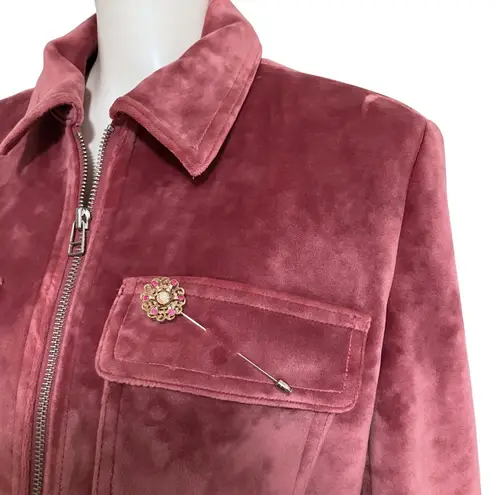 Vintage 60s Gold Tone AB Pink Rhinestone 3D Flower Stick Pin Retro Brooch 3.5”