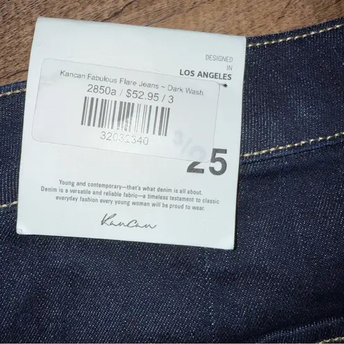 KanCan Fabulous Flare Dark Wash Women Jeans Size 3/25 New with Tags Blue