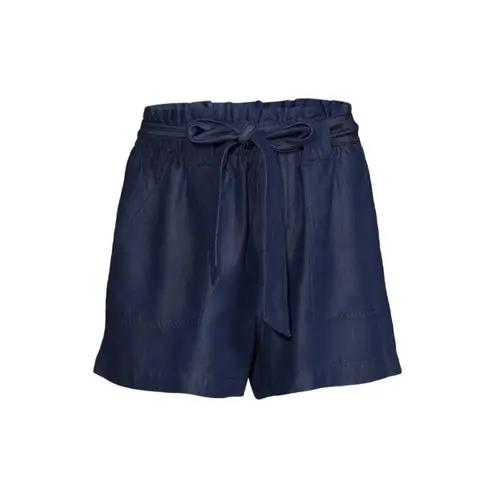 Time and Tru Womens XS Dark Wash Navy Blue Paperbag Tencel Shorts NWT