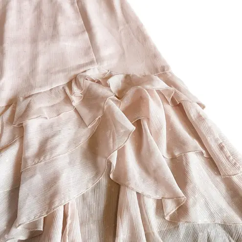 Majorelle Emelia Chiffon Tiered Dress Sparkle Pink Bow Strapless Size Small