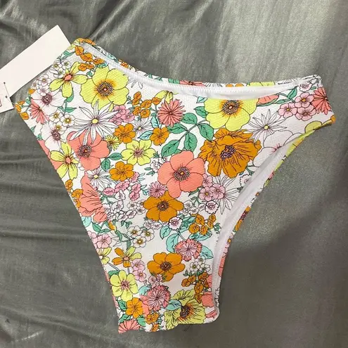 Raisin's NWT  Cheeky White and Floral Bikini Bottom Size Medium