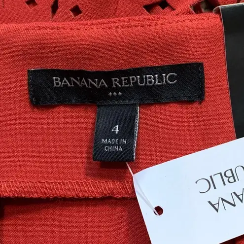 Banana Republic Factory Skirt Tailored Pencil Clay Red Geometric Cutout Office Size 4
