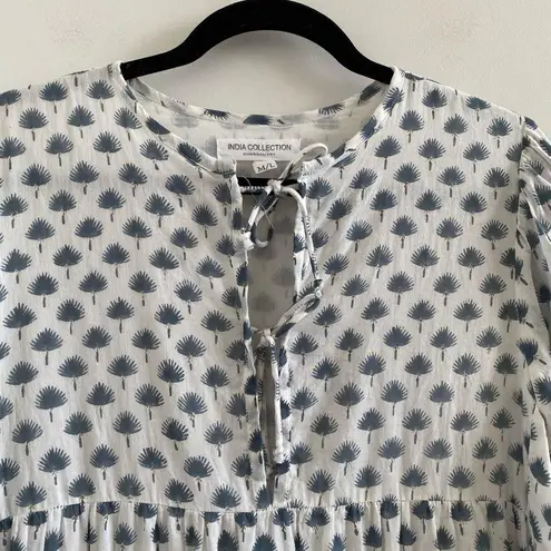 Emerson Fry India Collection Isla Dress In Cleo Organic Cotton Size M/L Blue Size M