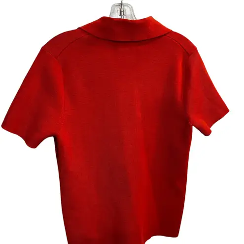 Cable & Gauge Orange Knit Short Sleeve Collared Top Women's XL