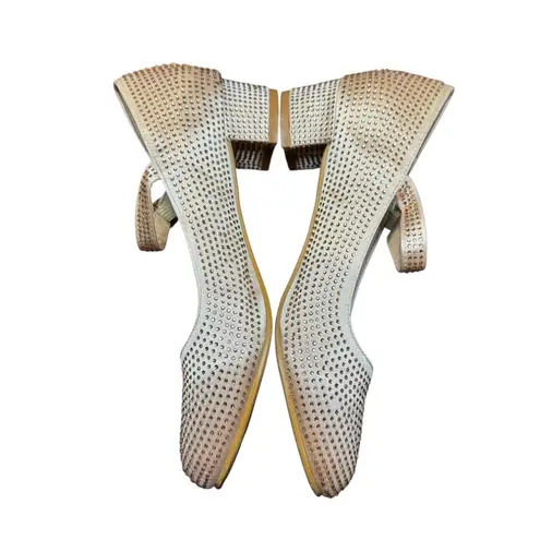 Badgley Mischka Shoes Womens Size 5 Ivory Block Heel Mary Jane Rhinestone Dress