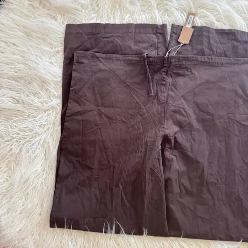 SKIMS Cotton Poplin Straight Leg Pant Washed Dark Sepia Size XS