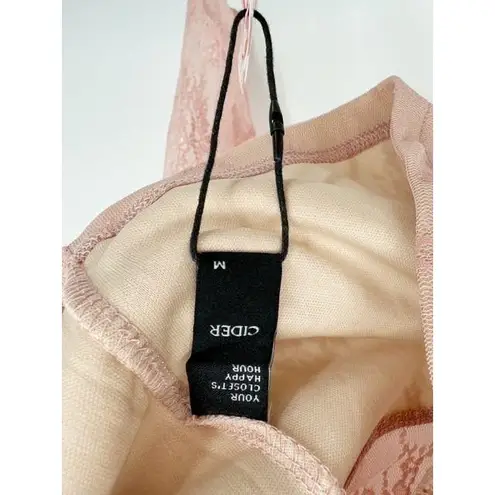 Cider Pink Lace Long Sleeve Crop Top Button Front Size M Witchy Fairy Romantic