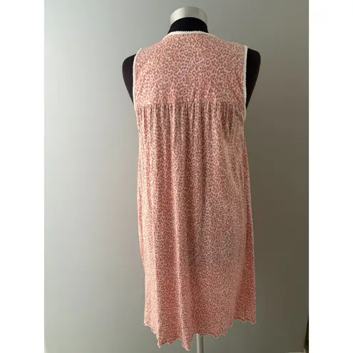 P. Jamas Pink Pima Cotton Smocked Night Gown XS Cottagecore Animal Print Trad