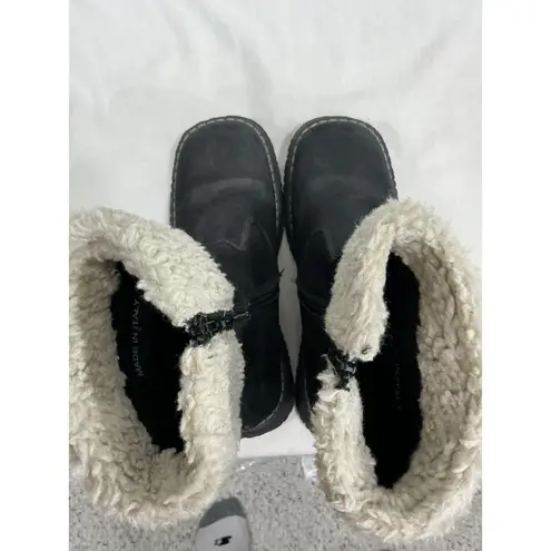 Womans Melania Italian Mid Calf Gray Winter Boots Sherpa 35 (5)