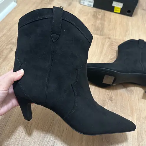 INC | International Concepts NWT Secia Black Suede Western Ankle Boots Size 12