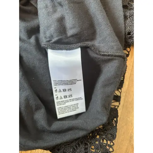 Lace Crochet Top With Velour Collar Black Small Whimsy Goth Biker