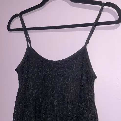 Toumai Babydoll Y2K Tank Top Women Small Black Tiered Lace Overlay Whimsigoth