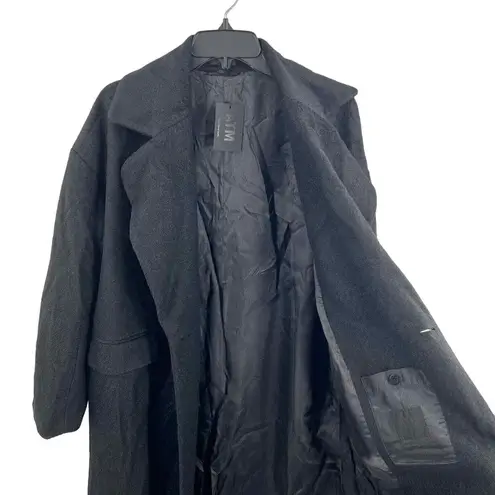 ATM Women’s Coat Black Oversize 2 Button Mid Length Classic Minimalist Small New