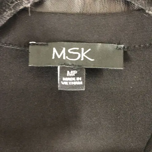 MSK Faux Leather Trim Belted Midi Dress Short Sleeve Goth Black MP Size undefined