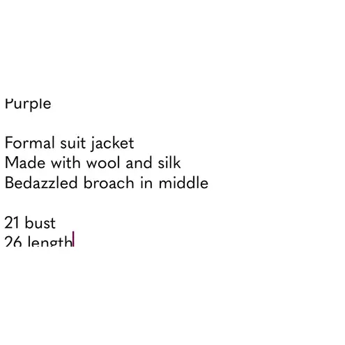 Vintage Lily & Taylor Wool/ Silk Blazer, Size 12, Purple