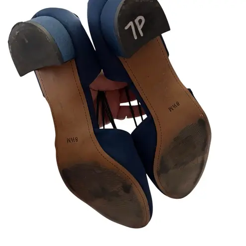 J.Renee Strappy D’Orsay Low Heel Pumps Criss Cross Detail Navy 8.5 Blue