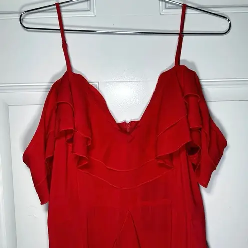 Pretty Little Thing  Spanish Style Red Ruffle Maxi Dress Sz 12 Prom Wedding NWT