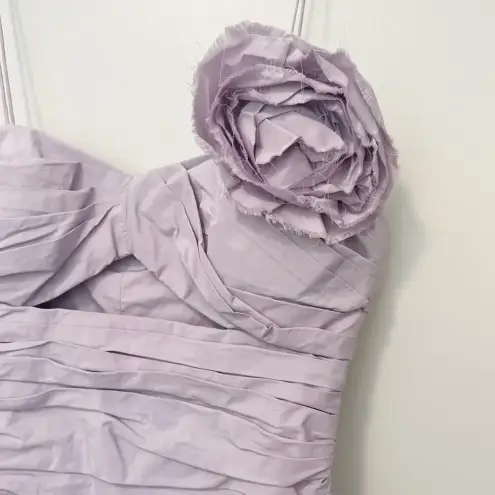 Love Shack Fancy  Jessilyn Ruched‎ Rosette Ruffle Hem Mini Dress in Lavender XS