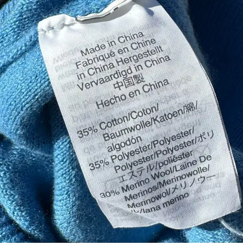 J.Crew  Blue Ruffle Neck Wool Blend Textured Sweater - Size S