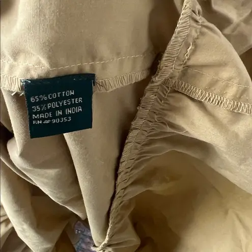 Meadow Rhodes Boho Eyelet V Neck Short Sleeve Midi Dress in Golden Tan Size S