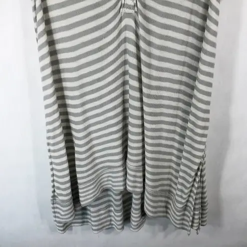 Free People We the  Small Tunic Striped Henley Top Gray White Knit Pearl 407