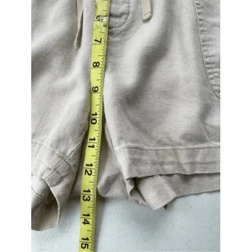 Soho Street Linen Blend Drawstring Shorts Casual Comfy Everyday Womens Medium Tan